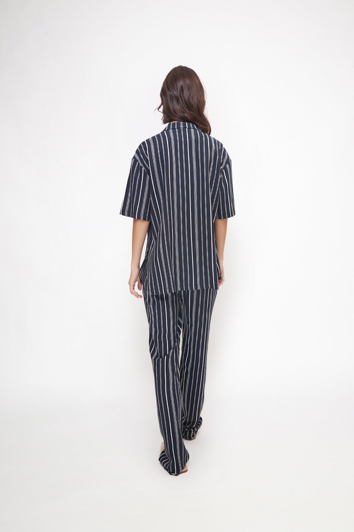 Tessa Navy Striped Cotton Pants