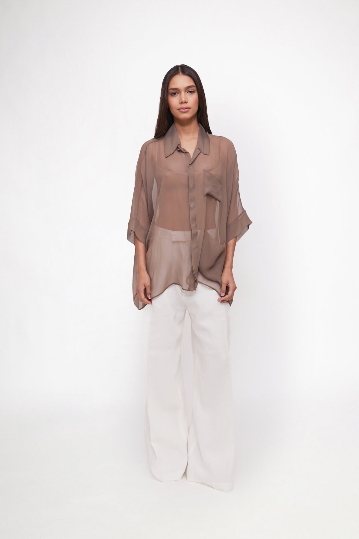 Kobe Grey Chiffon Shirt